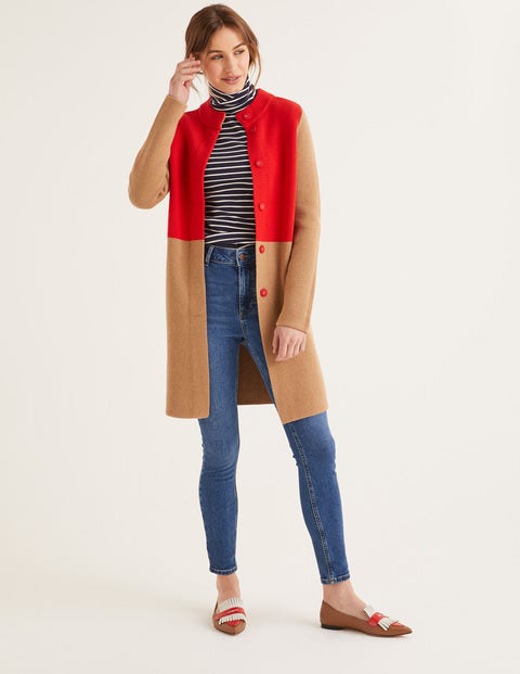 Claudia Coatigan - Camel/Post Box Red Claudia Coatigan - Camel/Post Box Red