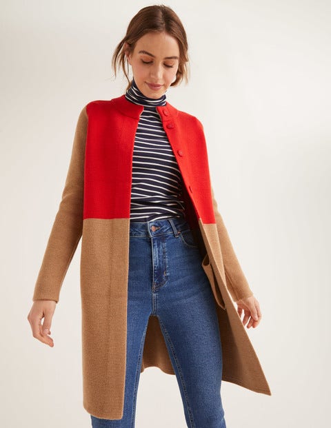 Claudia Coatigan - Camel/Post Box Red Claudia Coatigan - Camel/Post Box Red