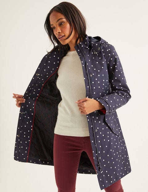 Suki Waterproof Coat - Navy/Ivory Spot Suki Waterproof Coat - Navy/Ivory Spot
