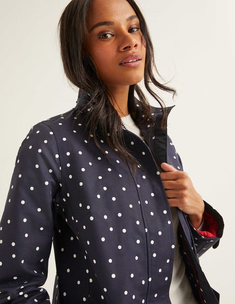 Suki Waterproof Coat - Navy/Ivory Spot Suki Waterproof Coat - Navy/Ivory Spot
