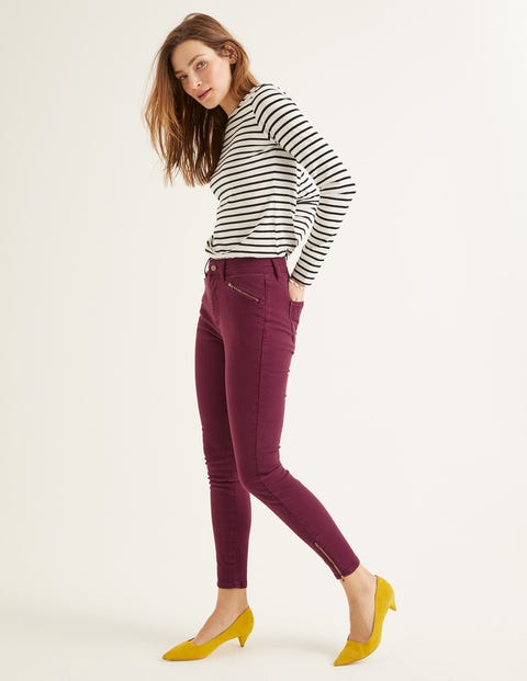 Biker Super Skinny Jeans - Maroon Biker Super Skinny Jeans - Maroon