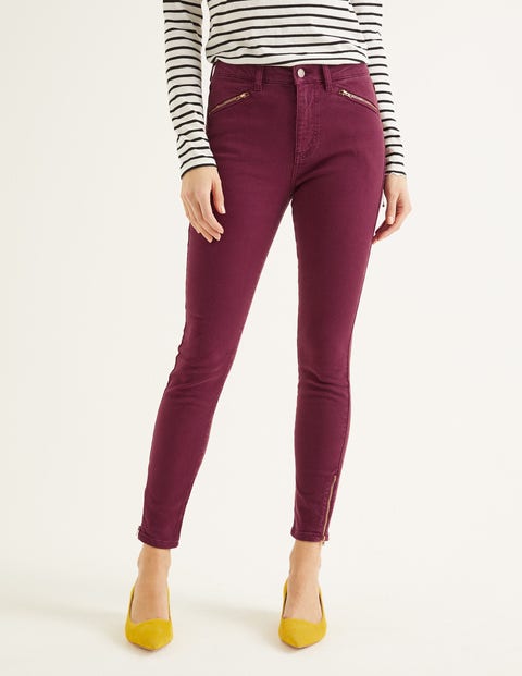 Biker Super Skinny Jeans - Maroon Biker Super Skinny Jeans - Maroon