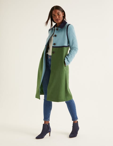 Green and Blue Colour Block Coat