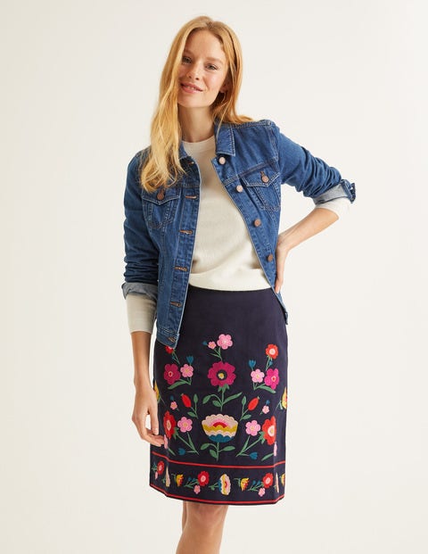 Olivia Embroidered Mini Skirt - Navy Olivia Embroidered Mini Skirt - Navy