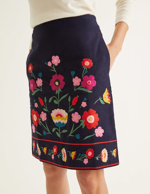 Olivia Embroidered Mini Skirt - Navy Olivia Embroidered Mini Skirt - Navy