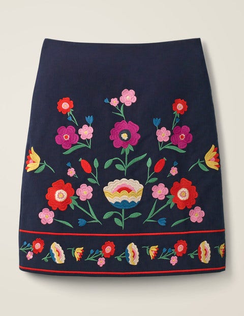 Olivia Embroidered Mini Skirt - Navy Olivia Embroidered Mini Skirt - Navy