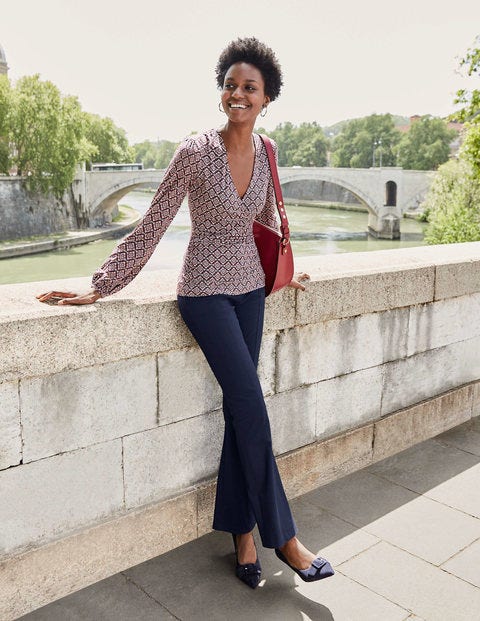 Bath Bi-Stretch Flare Trousers - Navy Bath Bi-Stretch Flare Trousers - Navy