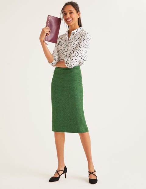 British Tweed Pencil Skirt - Green Herringbone British Tweed Pencil Skirt - Green Herringbone