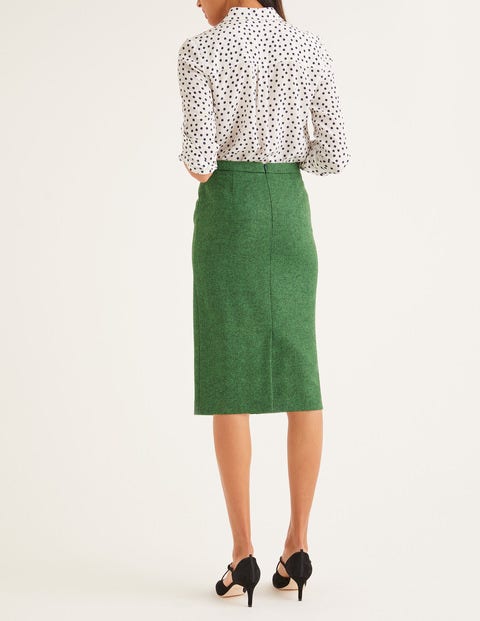 British Tweed Pencil Skirt - Green Herringbone British Tweed Pencil Skirt - Green Herringbone