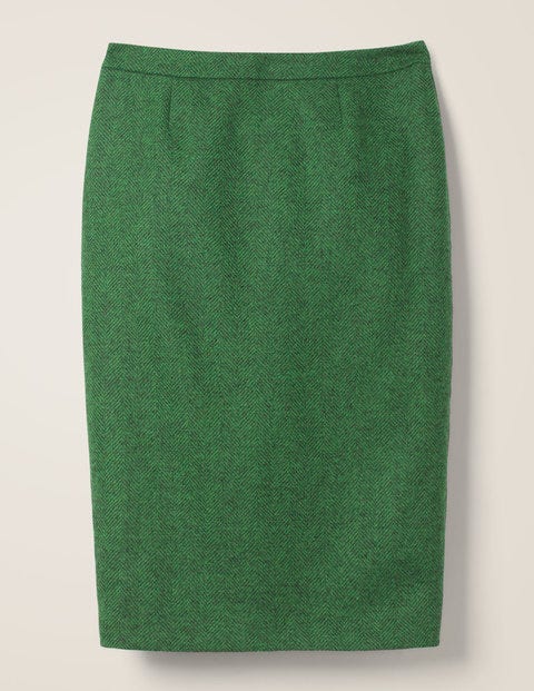 British Tweed Pencil Skirt - Green Herringbone British Tweed Pencil Skirt - Green Herringbone