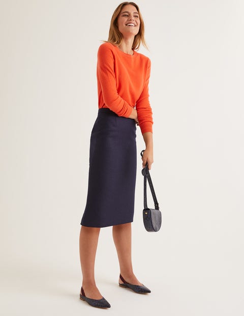 British Tweed Pencil Skirt - Navy British Tweed Pencil Skirt - Navy