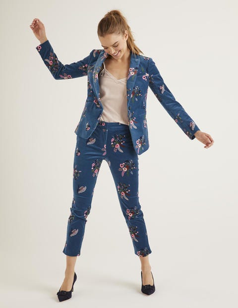 Sackville-West Velvet Blazer - Baltic, Country Posy Sackville-West Velvet Blazer - Baltic, Country Posy