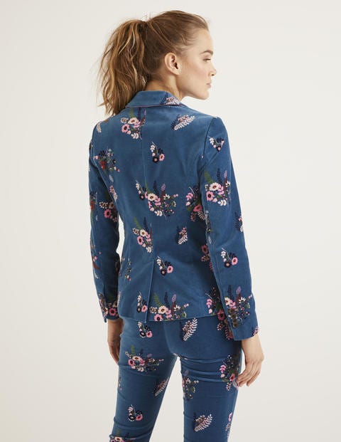 Sackville-West Velvet Blazer - Baltic, Country Posy Sackville-West Velvet Blazer - Baltic, Country Posy