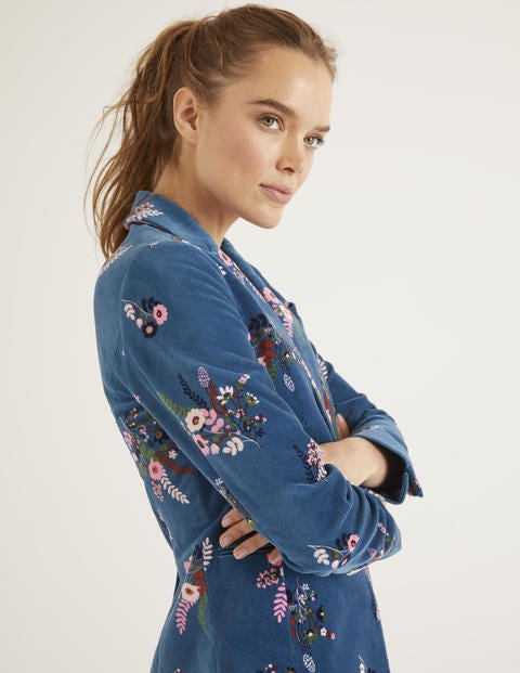 Sackville-West Velvet Blazer - Baltic, Country Posy Sackville-West Velvet Blazer - Baltic, Country Posy
