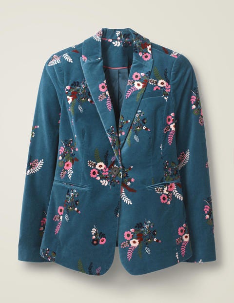 Sackville-West Velvet Blazer - Baltic, Country Posy Sackville-West Velvet Blazer - Baltic, Country Posy