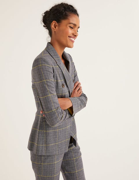 Blazer Addlestone en tweed - Bleu marine, carreaux oversize jaune Blazer Addlestone en tweed - Bleu marine, carreaux oversize jaune