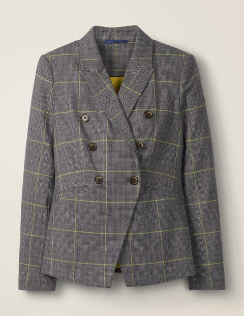 Blazer Addlestone en tweed - Bleu marine, carreaux oversize jaune Blazer Addlestone en tweed - Bleu marine, carreaux oversize jaune