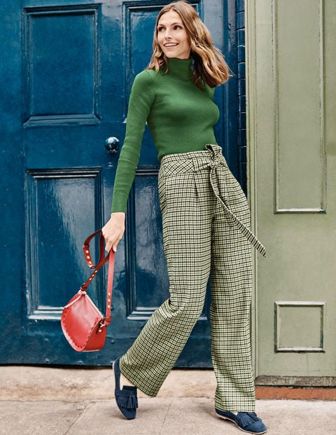Pantalon À Nouer À La Taille En Tweed - Carreaux vert/ivoire Pantalon À Nouer À La Taille En Tweed - Carreaux vert/ivoire