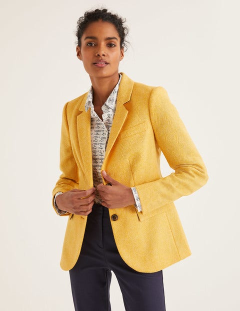 Wollstonecraft Tweed-Blazer - Gelb, Fischgrätmuster Wollstonecraft Tweed-Blazer - Gelb, Fischgrätmuster