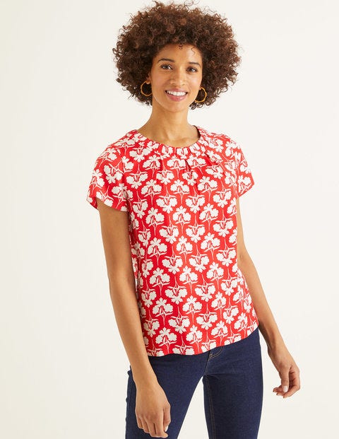 Carey Top - Post Box Red Petal Sprig Carey Top - Post Box Red Petal Sprig