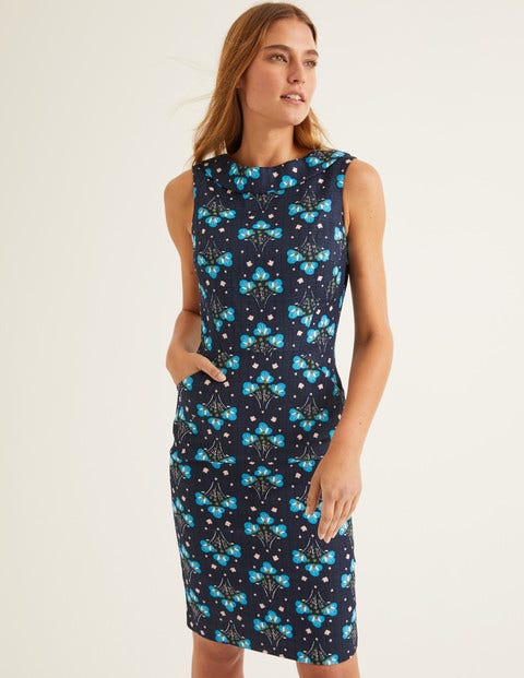 Seam Detail Martha Dress - French Navy, Star Bouquet Seam Detail Martha Dress - French Navy, Star Bouquet