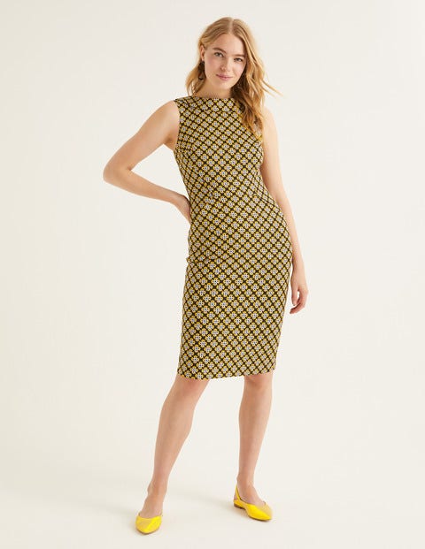 Martha Kleid Mit Ziernaht - Französisches Navy, Geometrisches Blütenmuster Martha Kleid Mit Ziernaht - Französisches Navy, Geometrisches Blütenmuster