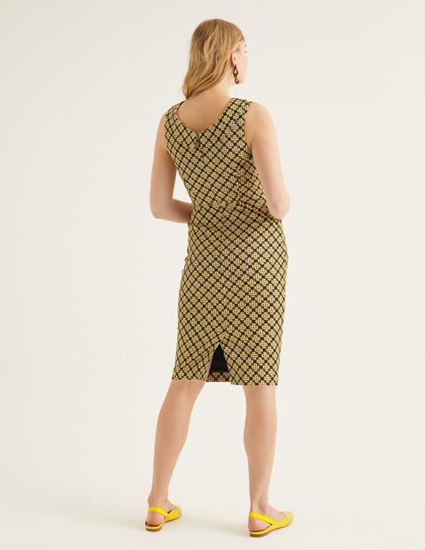 Martha Kleid Mit Ziernaht - Französisches Navy, Geometrisches Blütenmuster Martha Kleid Mit Ziernaht - Französisches Navy, Geometrisches Blütenmuster