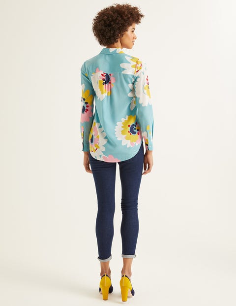 The Silk Shirt - Heritage Blue Painted Daisy The Silk Shirt - Heritage Blue Painted Daisy