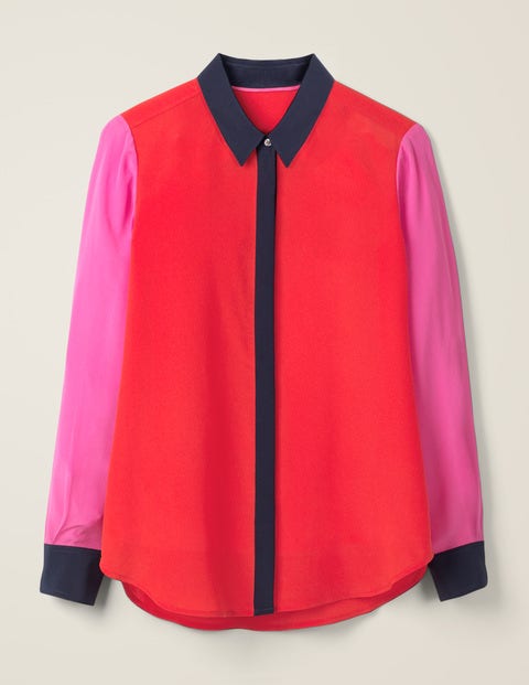 The Silk Shirt - Post Box Red Colour Block The Silk Shirt - Post Box Red Colour Block