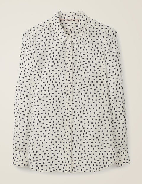 The Silk Shirt - Ivory and Navy, Scattered Spot The Silk Shirt - Ivory and Navy, Scattered Spot