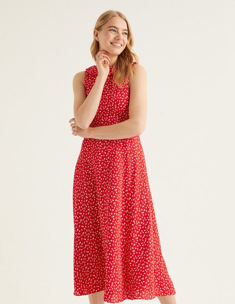 Clarissa Midi Dress - Post Box Red Ditsy Petal Clarissa Midi Dress - Post Box Red Ditsy Petal