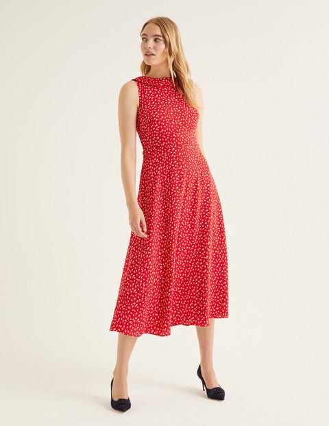 Clarissa Midi Dress - Post Box Red Ditsy Petal Clarissa Midi Dress - Post Box Red Ditsy Petal