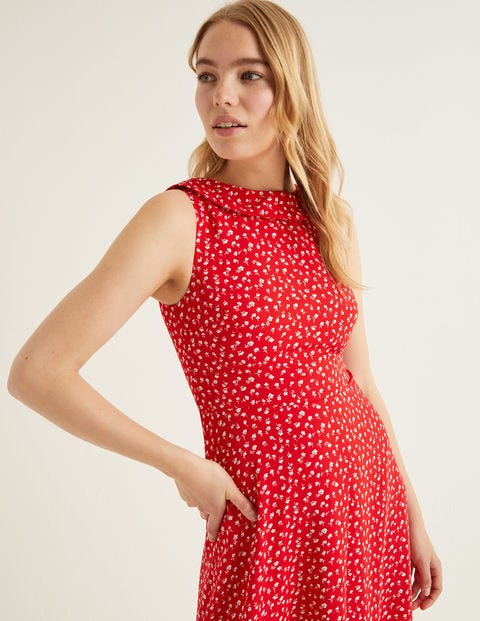 Clarissa Midi Dress - Post Box Red Ditsy Petal Clarissa Midi Dress - Post Box Red Ditsy Petal
