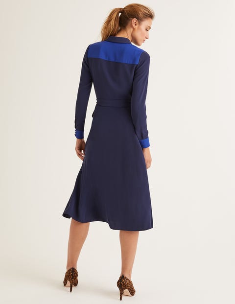 Betty Midi Shirt Dress - French Navy/ Blue Wave Betty Midi Shirt Dress - French Navy/ Blue Wave