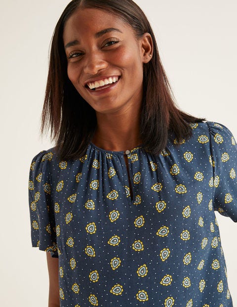 Phoebe Top - French Navy Block Stamp Phoebe Top - French Navy Block Stamp