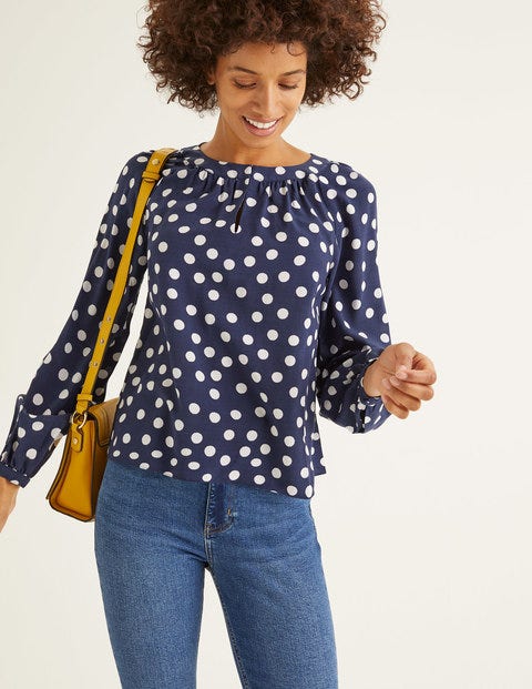 Top Eadie - Bleu marine français, pois Boden Top Eadie - Bleu marine français, pois Boden