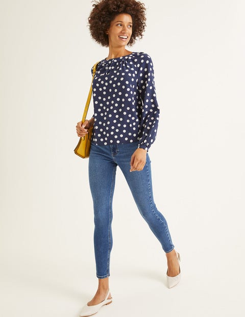 Eadie Oberteil - Französisches Navy, Polka-Tupfen Eadie Oberteil - Französisches Navy, Polka-Tupfen