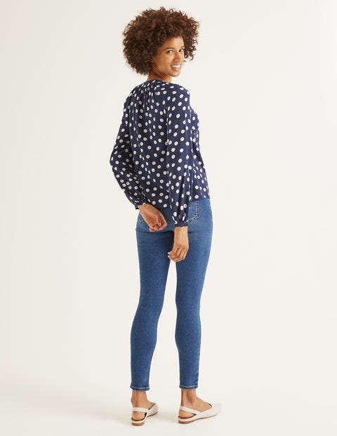 Eadie Oberteil - Französisches Navy, Polka-Tupfen Eadie Oberteil - Französisches Navy, Polka-Tupfen