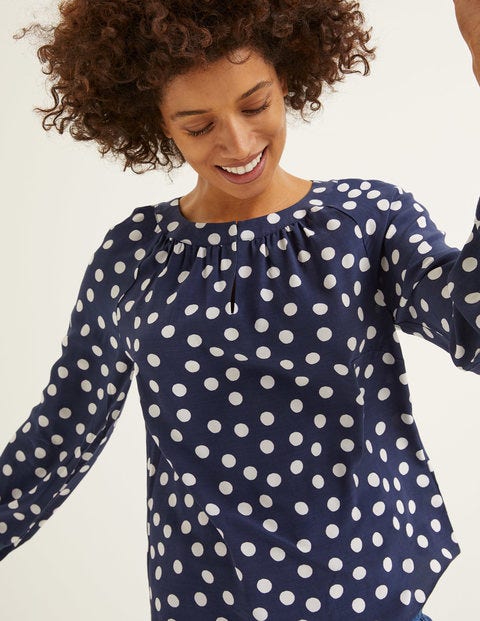 Eadie Oberteil - Französisches Navy, Polka-Tupfen Eadie Oberteil - Französisches Navy, Polka-Tupfen