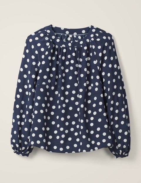 Eadie Oberteil - Französisches Navy, Polka-Tupfen Eadie Oberteil - Französisches Navy, Polka-Tupfen