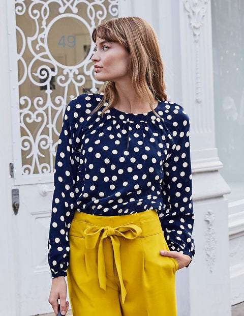 Eadie Oberteil - Französisches Navy, Polka-Tupfen Eadie Oberteil - Französisches Navy, Polka-Tupfen