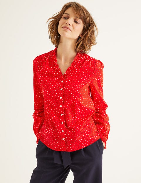 Pippa Bluse - Signalrot, Polka-Tupfen Pippa Bluse - Signalrot, Polka-Tupfen