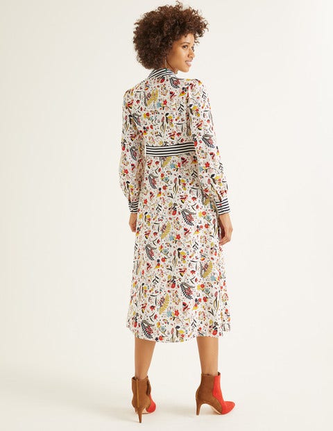 Thelma Midi Dress - Ivory, Whimsical Bird Thelma Midi Dress - Ivory, Whimsical Bird