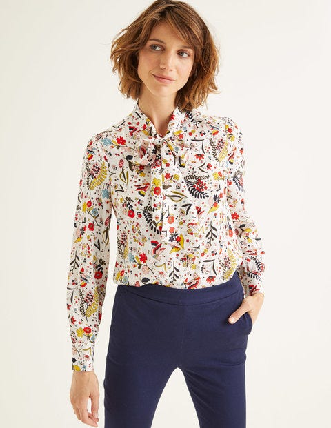 Thelma Bluse - Naturweiß, Skurrile Vögel Thelma Bluse - Naturweiß, Skurrile Vögel