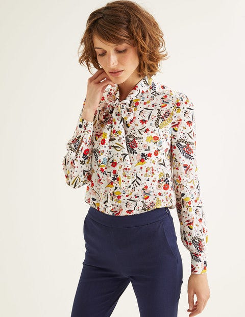 Thelma Blouse - Ivory, Whimsical Bird Thelma Blouse - Ivory, Whimsical Bird