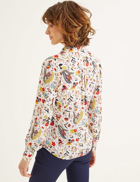 Thelma Blouse - Ivory, Whimsical Bird Thelma Blouse - Ivory, Whimsical Bird