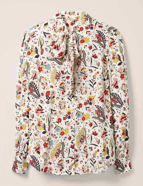 Thelma Blouse - Ivory, Whimsical Bird Thelma Blouse - Ivory, Whimsical Bird