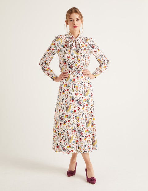 Thelma Blouse - Ivory, Whimsical Bird Thelma Blouse - Ivory, Whimsical Bird