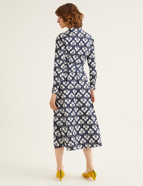 Isodora Midi Shirt Dress - Navy, Petal Sprig Isodora Midi Shirt Dress - Navy, Petal Sprig