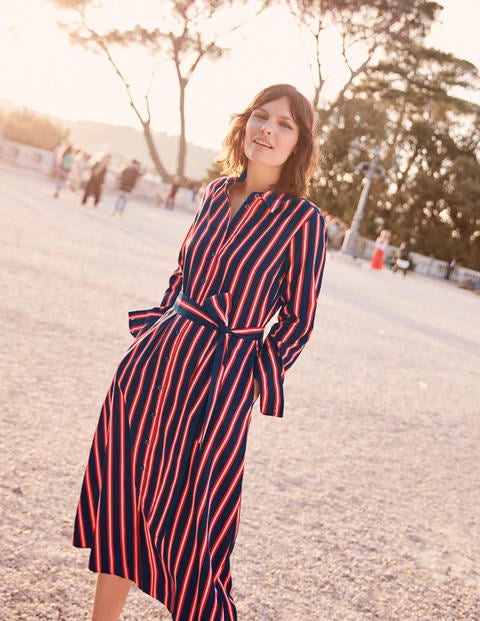 Isodora Midi Shirt Dress - French Navy Stripe Isodora Midi Shirt Dress - French Navy Stripe